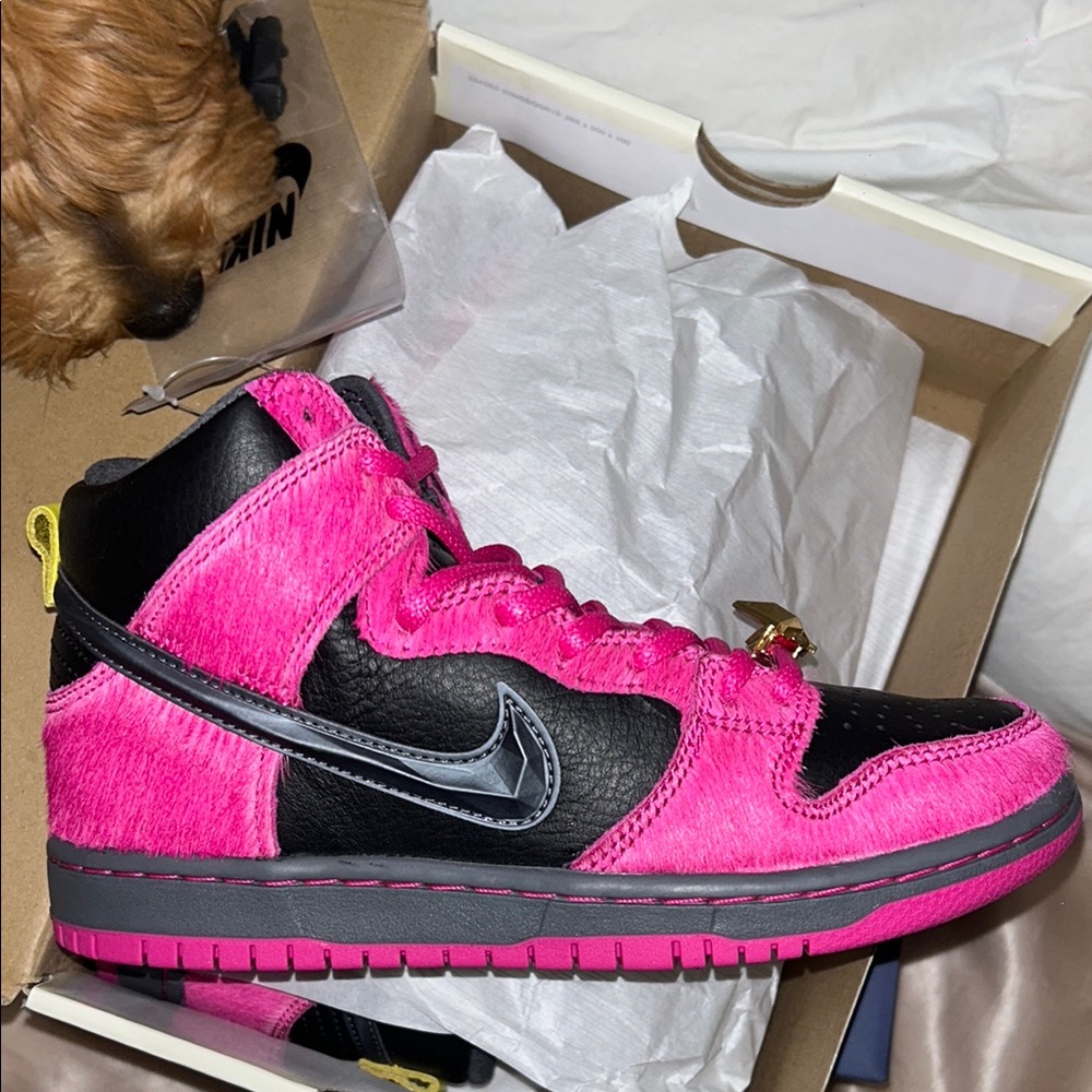 Pink and Black High-Top Sneakers